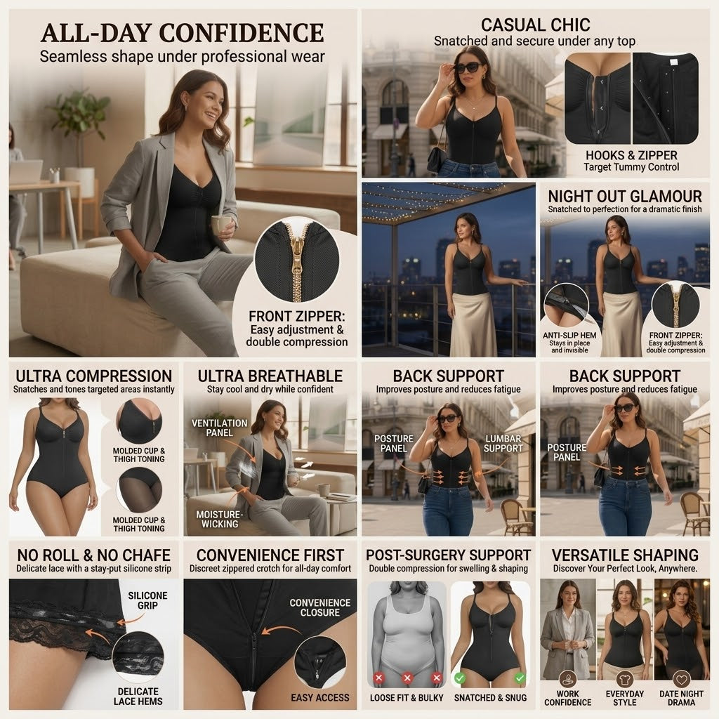 Sculptiva™ Tummy Control Zip Bodysuit